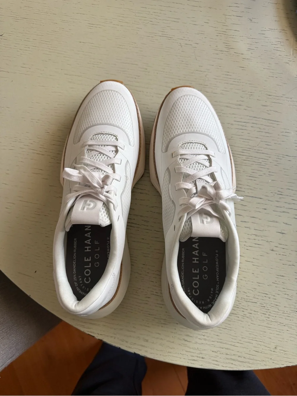 Cole Haan Women’s White Mesh and Leather Sneakers with Gum Trim